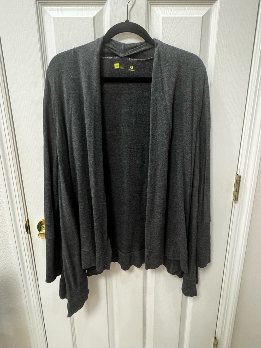 Xersion Charcoal Open-Front Draped Cardigan